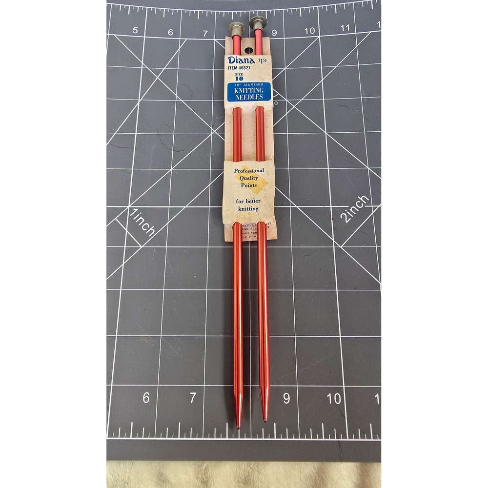 Vintage Diana Size 10 Aluminum Knitting Needles 10 Inch Red Boye 46327
